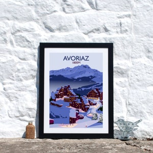 Estación de esquí de Avoriaz Portes du Soleil, Alpes franceses Francia.Impresión de arte de esquí, esquí y snowboard de Avoriaz. Morzine, Chatel, Les Gets, Arte De Esquí, Nieve