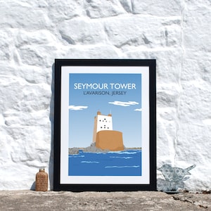 Seymour Tower, L&#39;avarison, Jersey Channel Islands UK, Seymour Print, Jersey Souvenir, Home Decor, Vintage Artwork