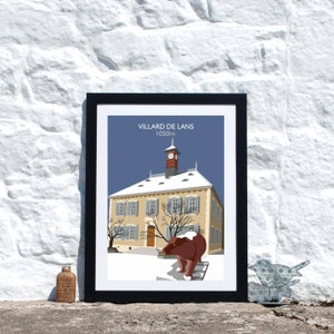 Villard de Lans village print, French Alps Auvergne Rhone Alps, ski print