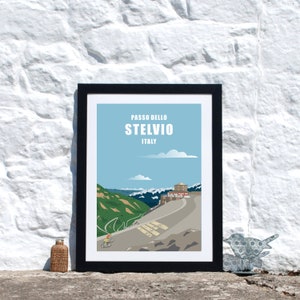 Passo Dello Stelvio, Road Biking Print, Tour de France, Giro d&#39;Italia, Mountain Pass, Cycling Print, Italian Alps, French Alps, Sud Tirol