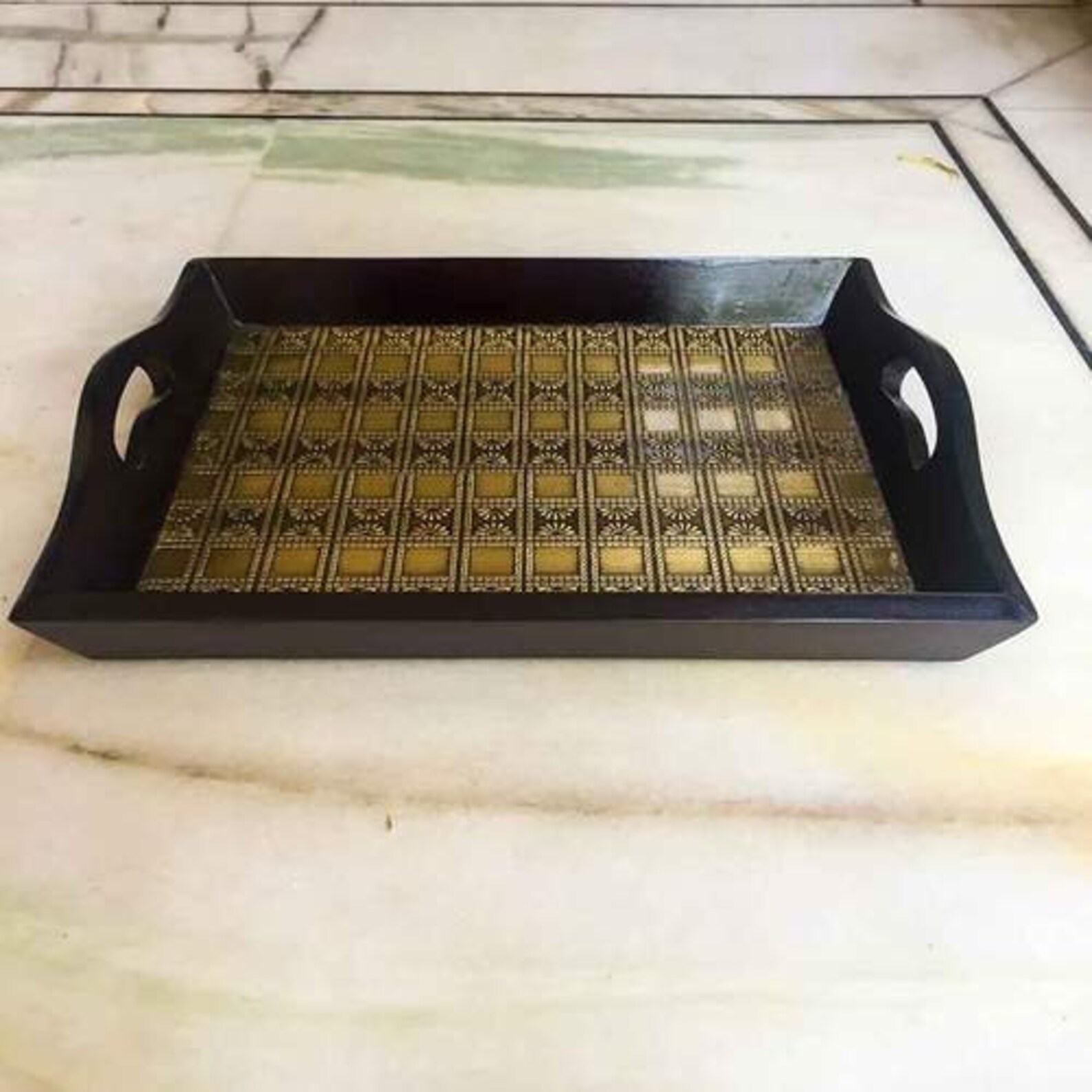 Tea Tray Set 16 Inch Gold plated 3 Tier Tray Set Rich Etsy