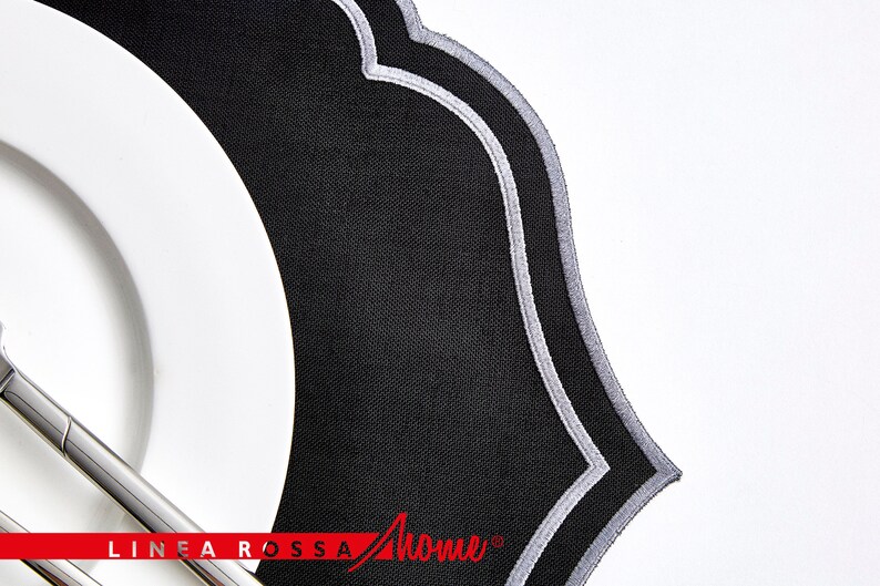 Black Placemats and Coaster Set Placemats Set Black Etsy