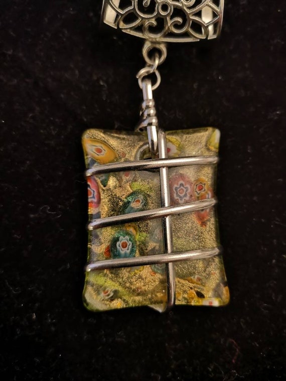 Large Murano style Glass Rectangular Pendant Scar… - image 4