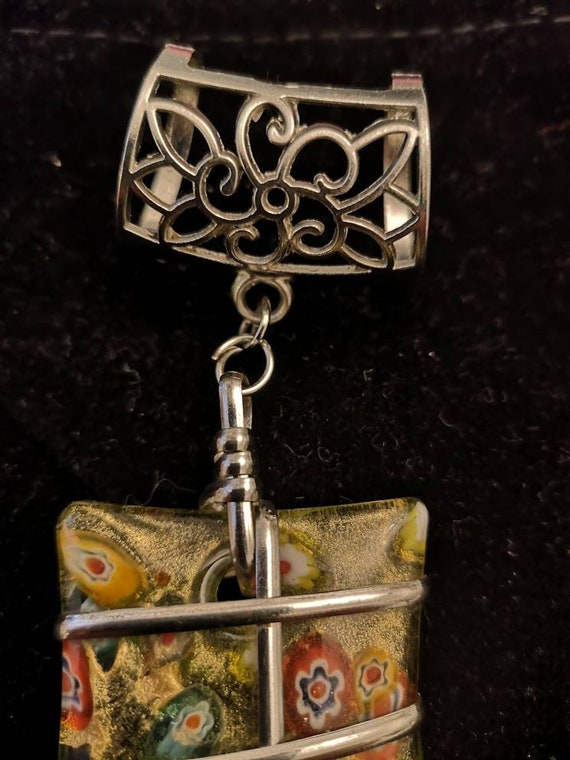 Large Murano style Glass Rectangular Pendant Scar… - image 6