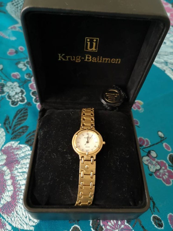 Krug Baumen Charleston Ladies Wrist Watch 18ct Electroplated Superb Gift Etsy UK