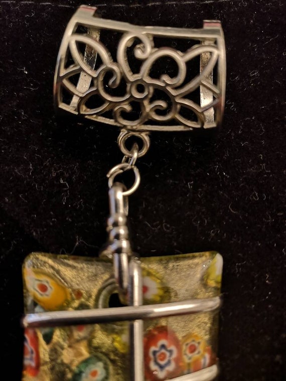Large Murano style Glass Rectangular Pendant Scar… - image 5