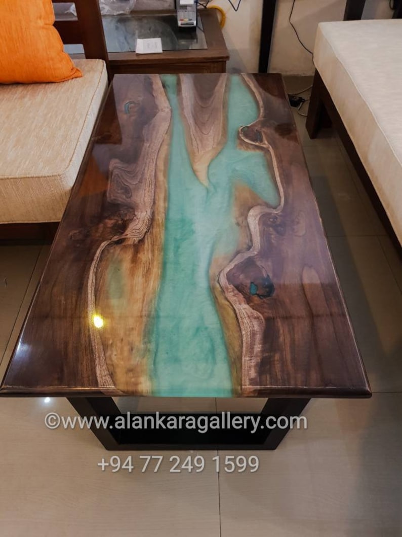 Teak Wood Epoxy River Center Tables