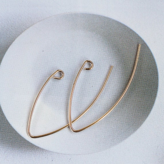 14k Gold Filled V Shape Hook 33x14 5mm With Loop Ear Wire Etsy