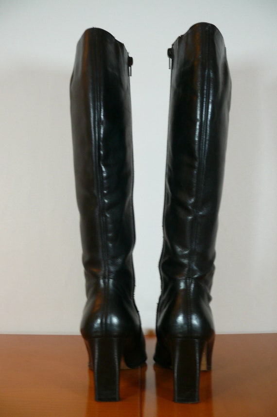 37.5EU Chic Vintage ITALIAN BLACK LEATHER Boots, … - image 5