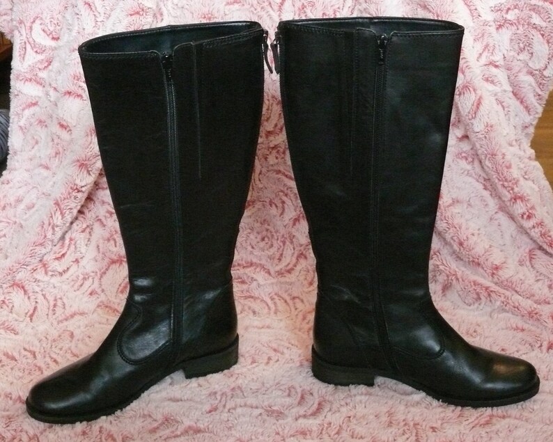 36.5EU GABOR VARIO Leg Wide Italian Black Leather Boots . | Etsy