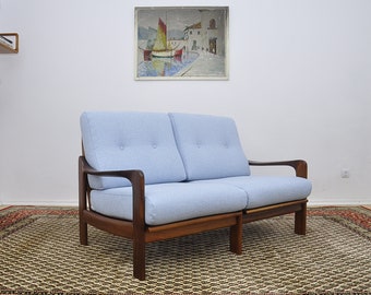 Blue Scandinavian sofa made of afromosia wood,1960s