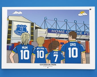 Personalised EVERTON fc custom Family artwork - English EPL Goodison Park Stadium Football Gift Art Print EFC
