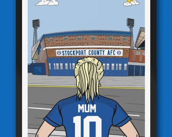 Stockport County FC custom female artwork - SCFC Edgeley Park Stadium Football Ground team Gift Art Print Female Fathers Day Gifts