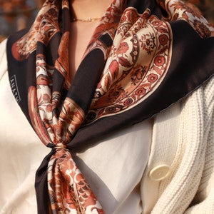 100% Silk Scarf, Square Scarf, Headscarf, Foulard Soie, Silk Hair Scarf, Unique Gift