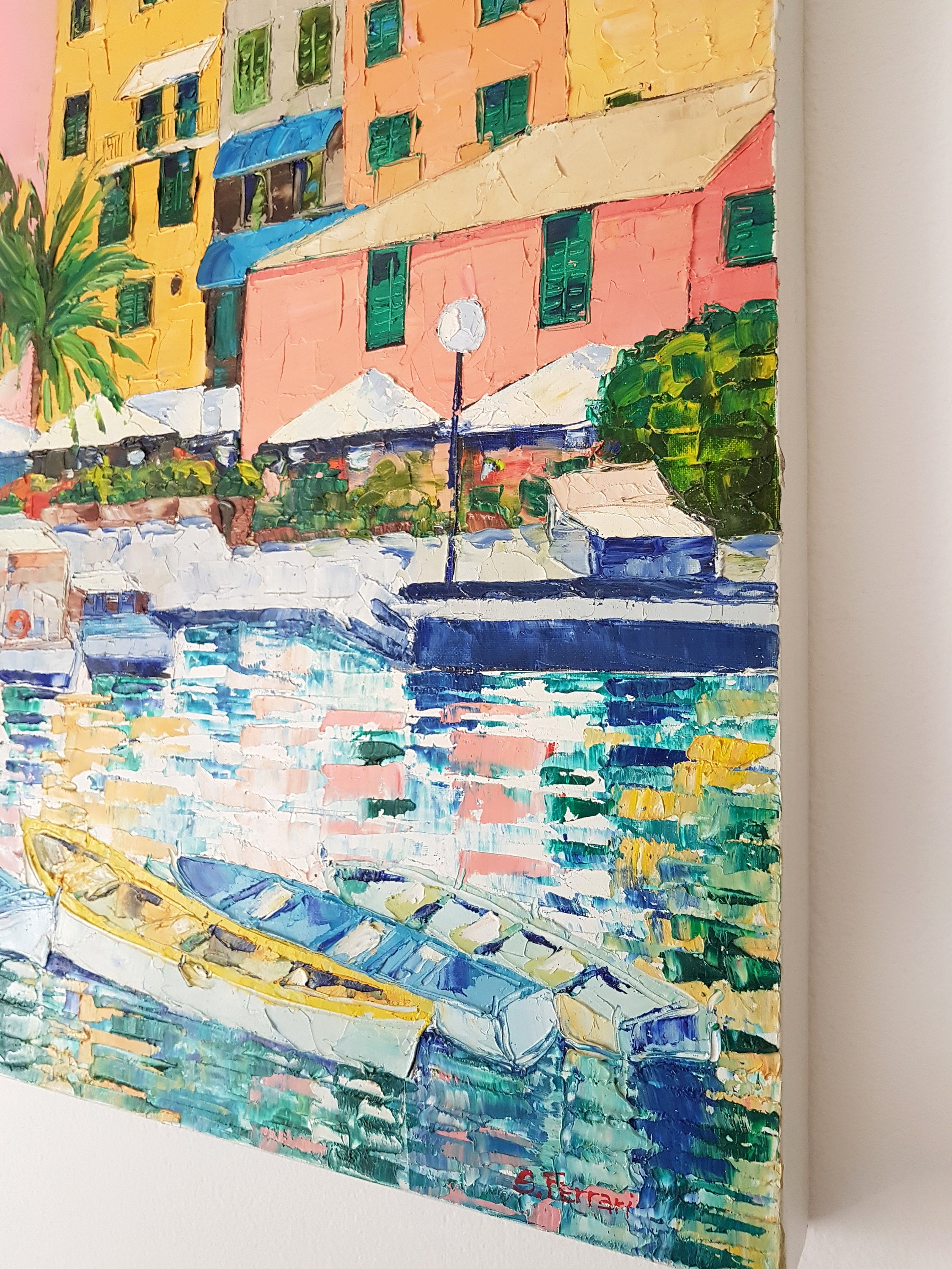 Quadro Tela Villaggio Manarola Cinque Terre - Trittico 100x50 Cm Pronto Da Appendere - Foto 12
