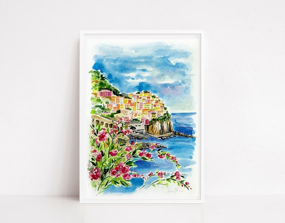 VUE ITALIENNE ITALIE ISOLABONA MONTAGNE Tableau Ancien huile signé J