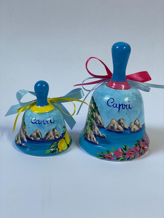 Ceramic Bell With Capri, Italy. Italian Souvenir With Capri Stacks