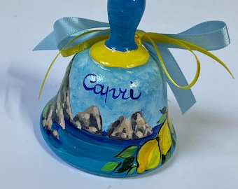 Ceramic Bell With Capri, Italy. Italian Souvenir With Capri Stacks