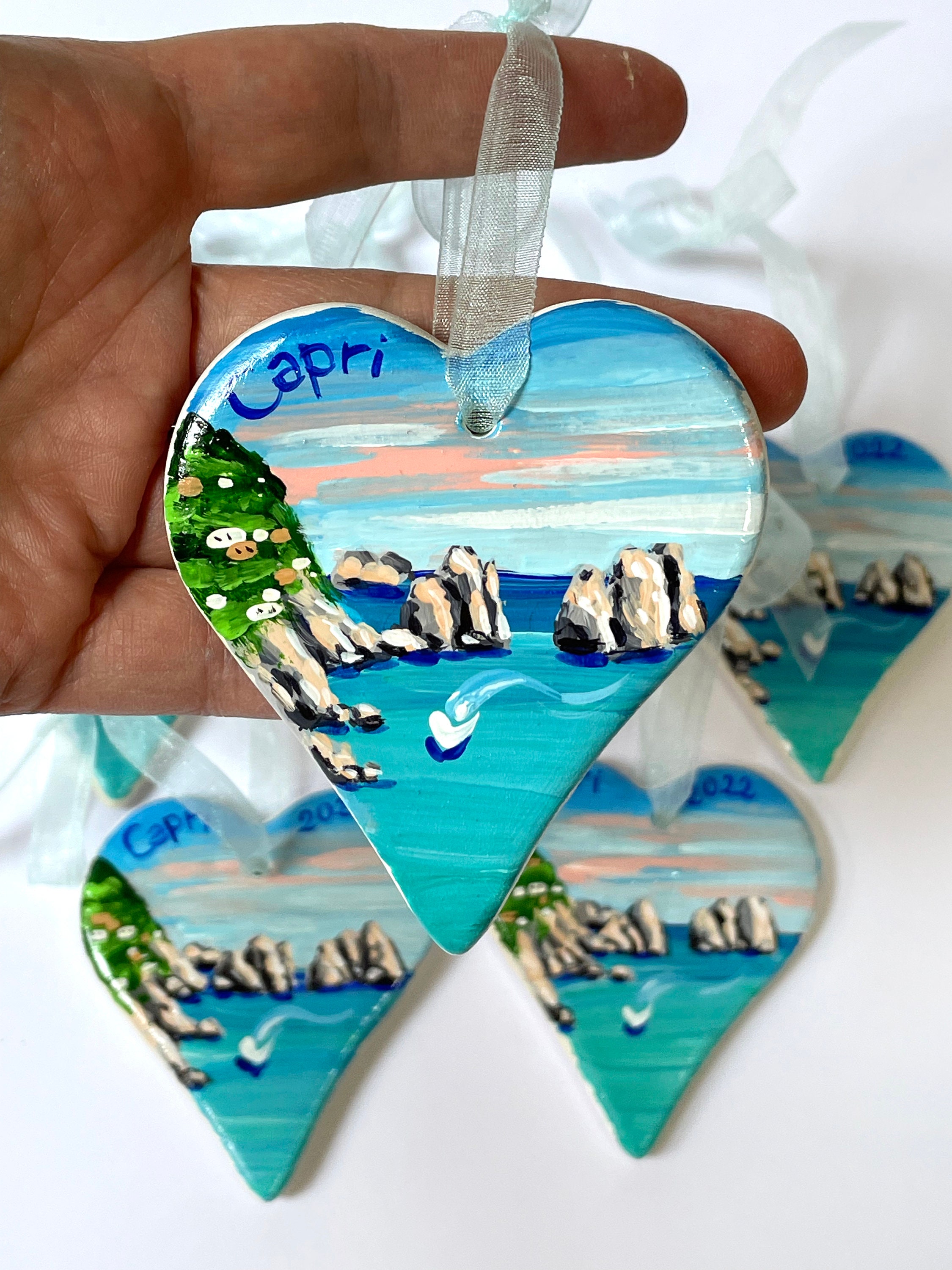 Heart to Hang Hand Painted Capri Souvenir. Customizable Etsy