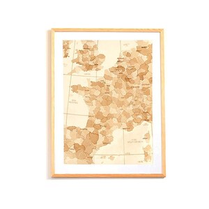 Carte de france - peinture au café - oeuvre d'art originale - France Expresso 2800 - Jérome Plouzeau