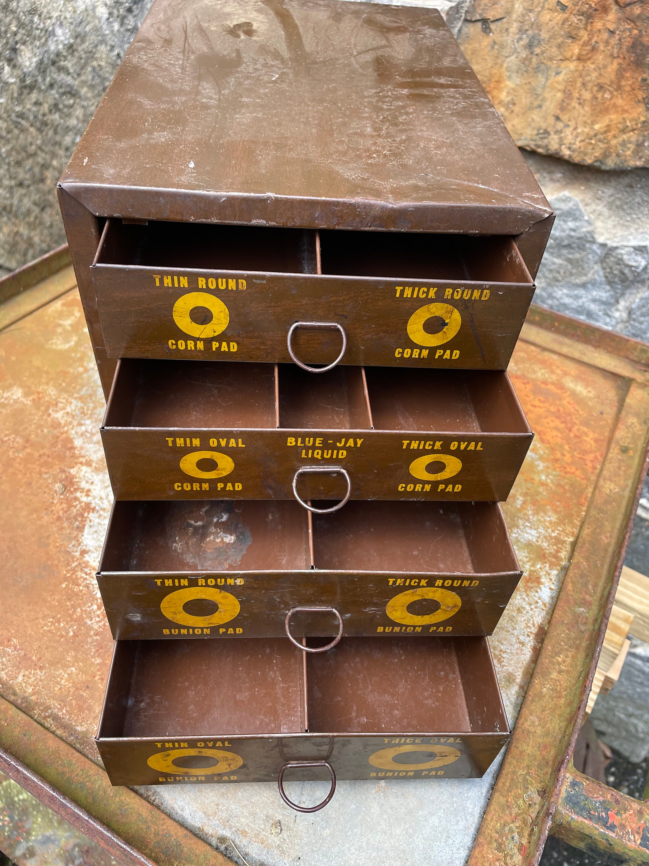 Vintage Metal 1950s Countertop POS Store Display Drawers Pharmacy 