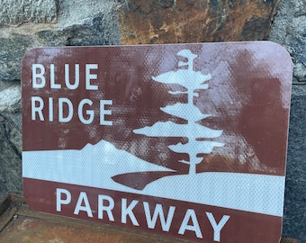 Blue Ridge Parkway sign, authentic original unused metal highway sign, new aluminum