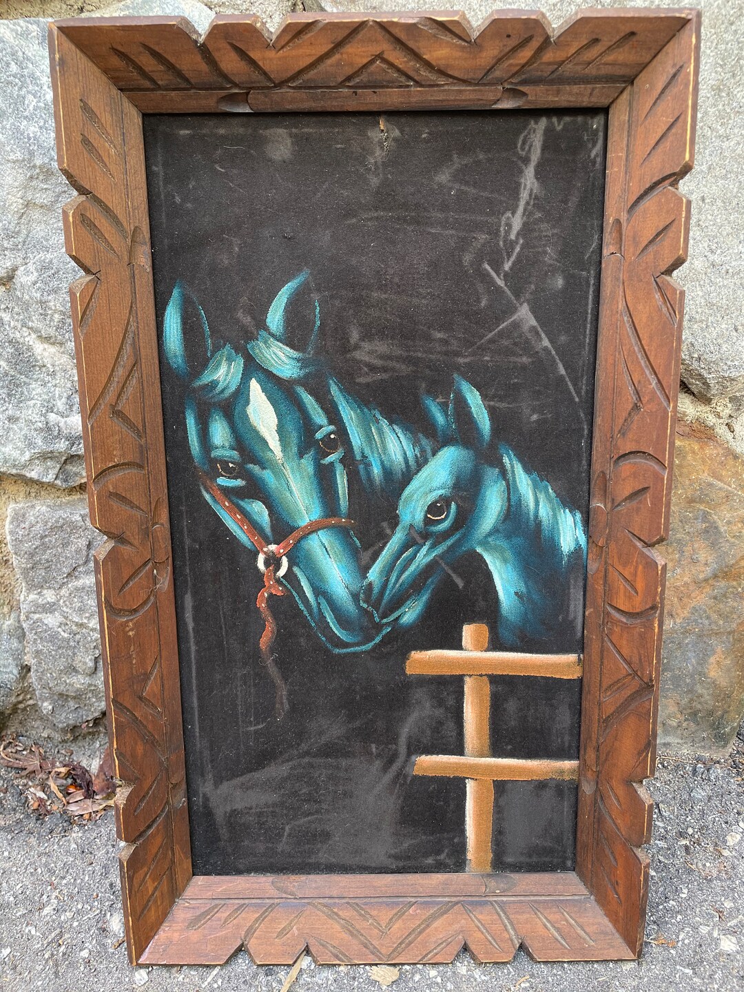 Vintage Velvet Painting Horses, Wonderfully Kitsch Etsy