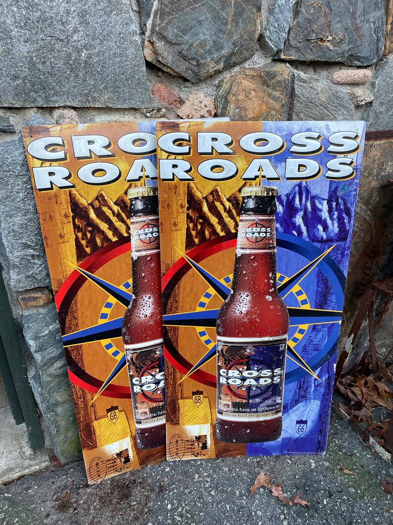 Crossroads Beer Metal Sign 1995 Embossed Super Rare Defunct Brand ...