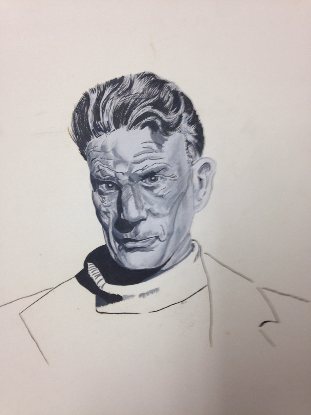 Samuel Beckett Original Painting, Gouache Portrait, 1940s by Wilma ...