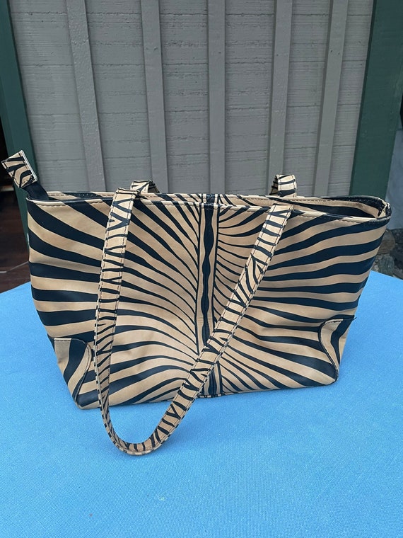 Fine leather handbag, zebra stripes print from Afr