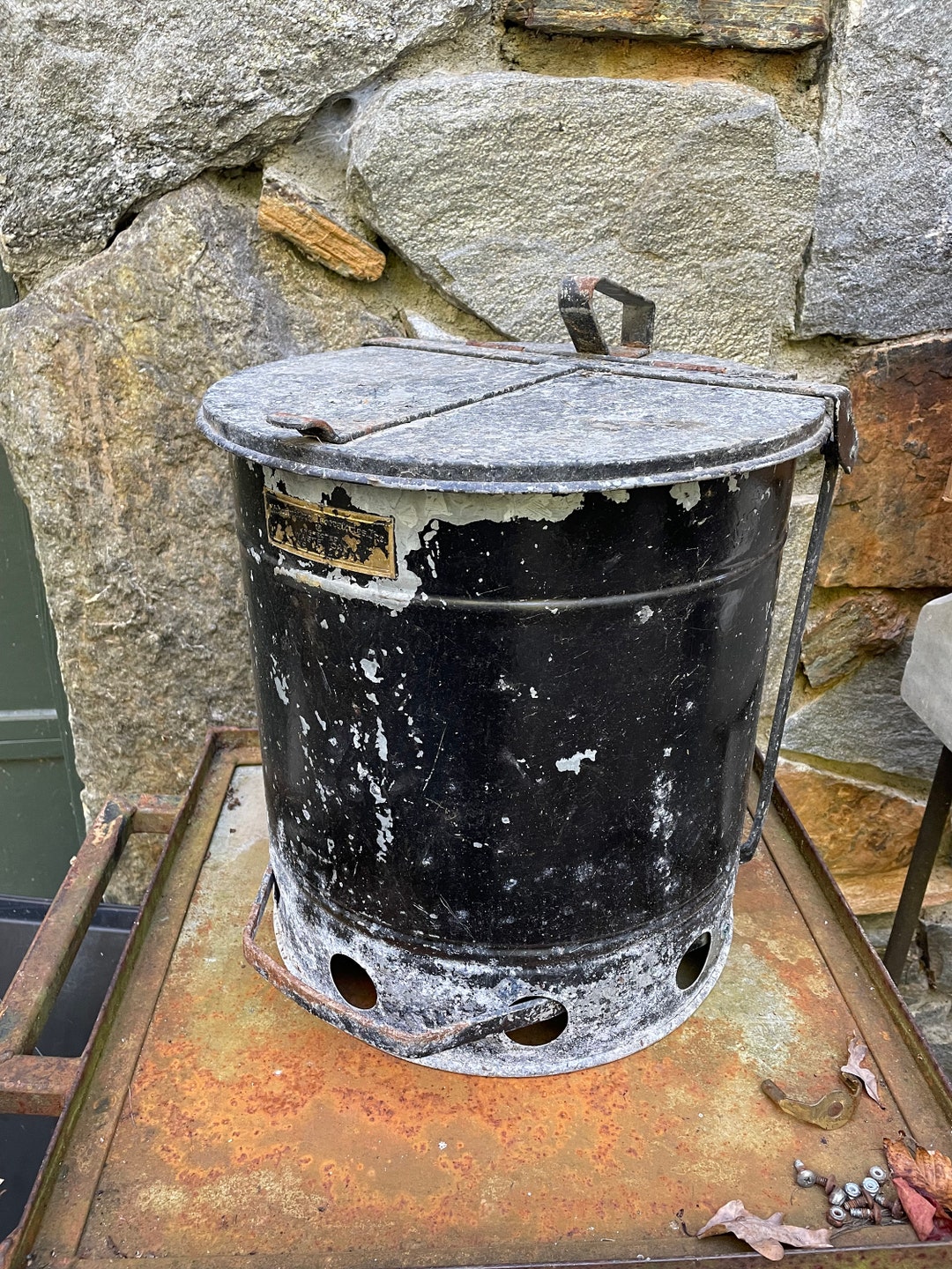 Exceptional Antique Workshop Rag Can, Combustible Trash Safety Can - Etsy