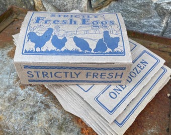 1950s vintage original egg box, cardboard carton, vintage farmhouse chic
