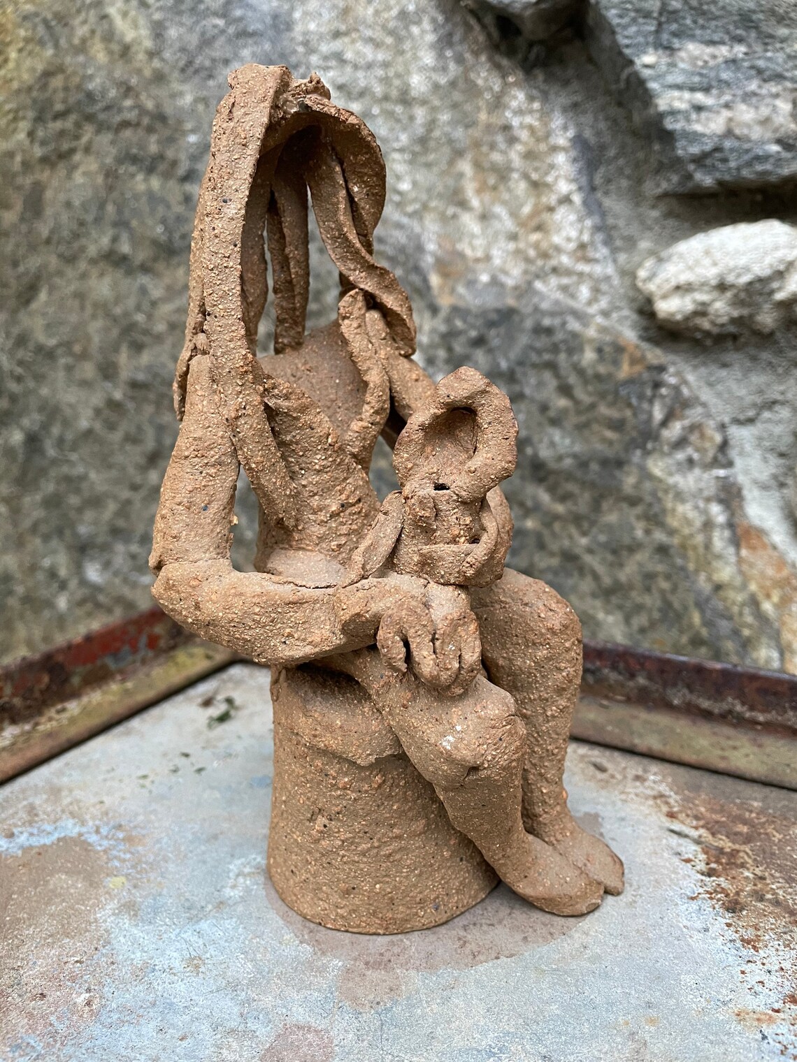 Mother and child ceramic statue original maquette kooky Etsy