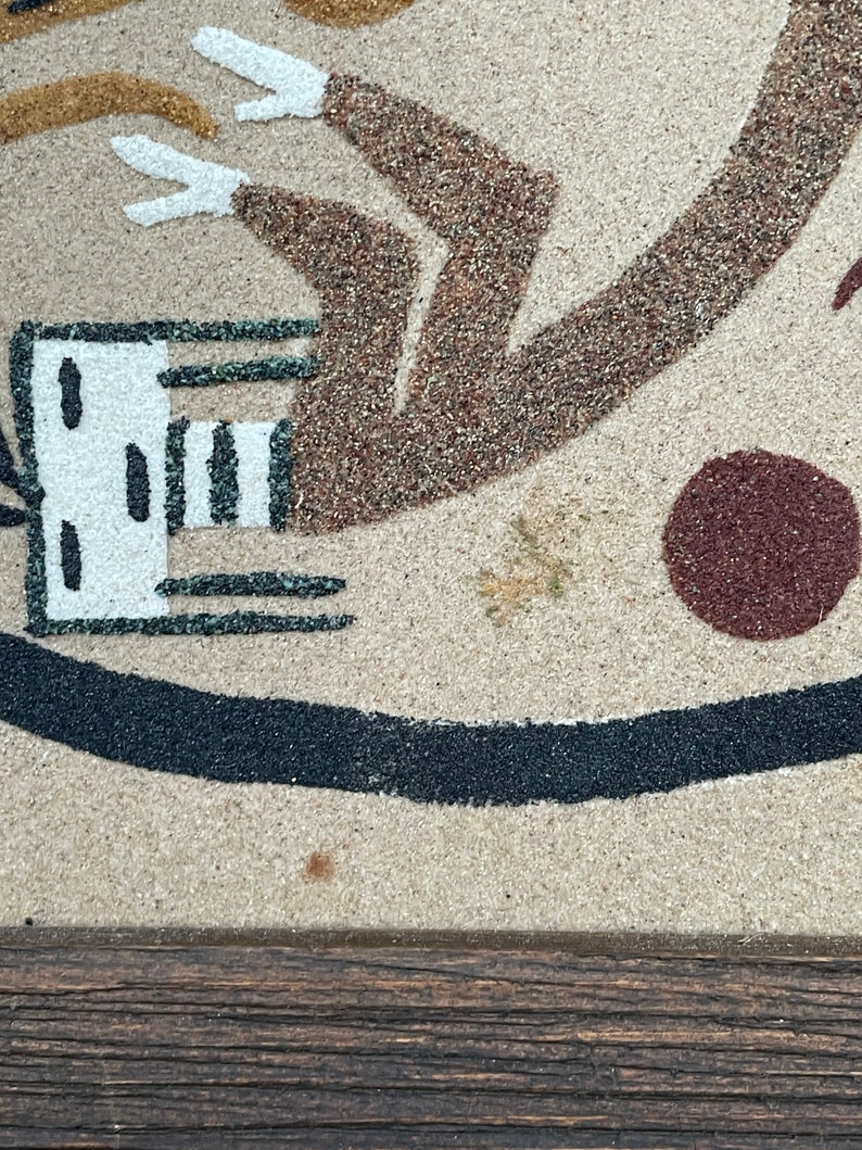 Original Vintage Framed Sand Painting by Van Yazzie, Indigenous Navajo