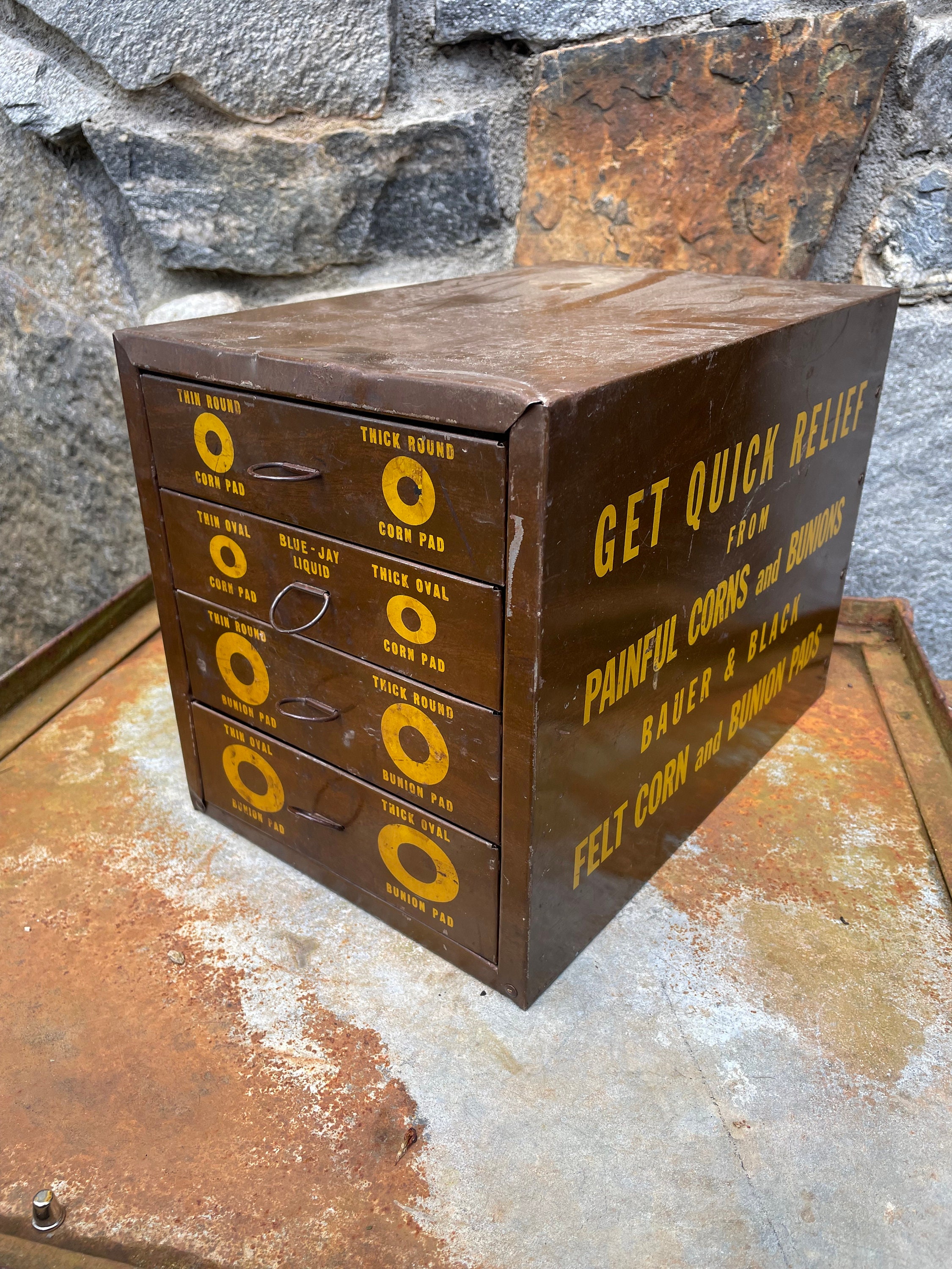 Vintage Metal 1950s Countertop POS Store Display Drawers Pharmacy 