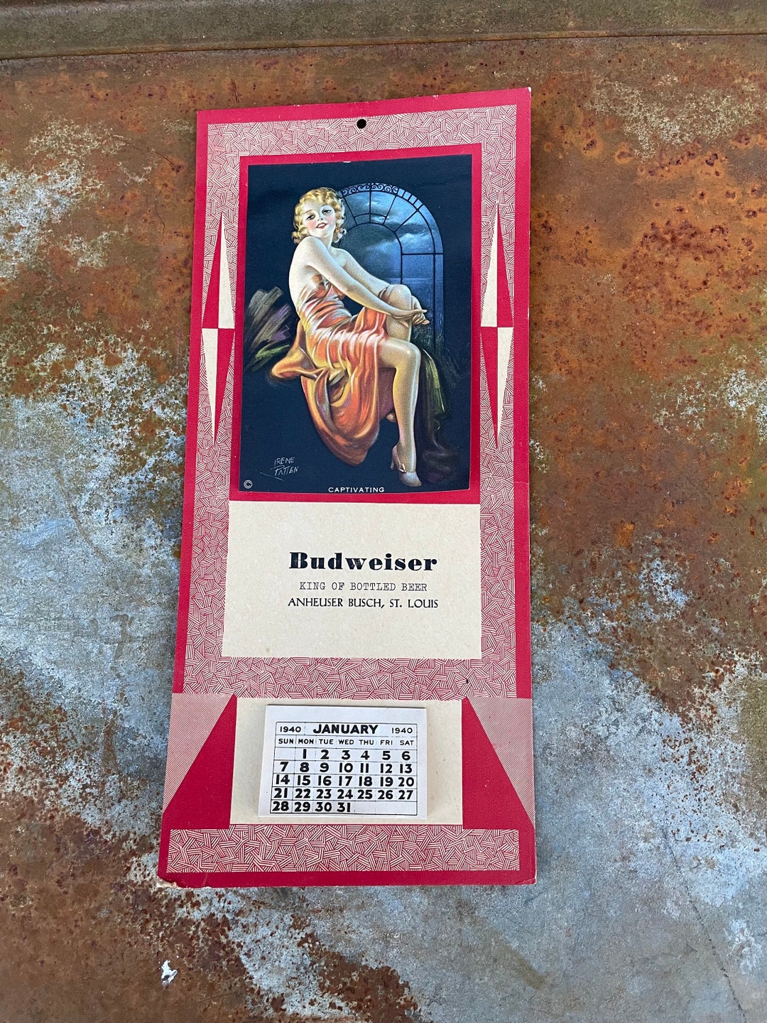 1940 Original Vintage Pinup Budweiser NOS Pinup Calendar Etsy