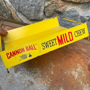 vintage 1950s Cannonball Sweet Chew Tobacco snuff advertising counter display, general store point of sale