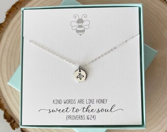Dainty Bee Necklace in Sterling Silver or Gold Filled, Honey Bee Necklace, Bee Jewelry, Bee Lovers Gift, Save the Bees, Gift for Her