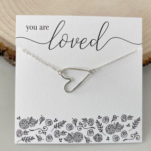 Silber Herz Halskette | Floating Heart Halskette | Offenes Herz Halskette | Seitlich Herz Halskette | Sterling Silber | Geschenk für Sie