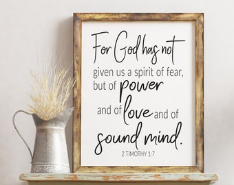 2 Timothy Scripture Decal for Bedroom A Spirit of Power Wall Bible Decal Removable Scripture Verse 2 Timothy 1:7 q19