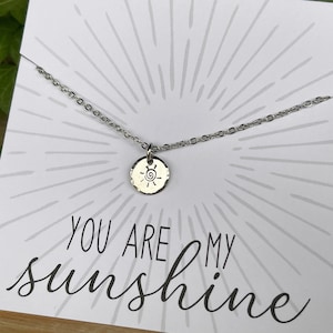 Zon ketting | Jij bent mijn zonneschijn | Ketting berichtkaart | Kinderketting | Vriend cadeau | Verjaardagscadeau | Sterling zilveren of gouden ketting