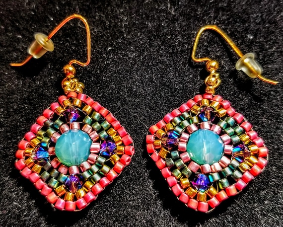 Colorful Miguel Ases Style Handmade Beaded Earrings / Seed  display picture 2