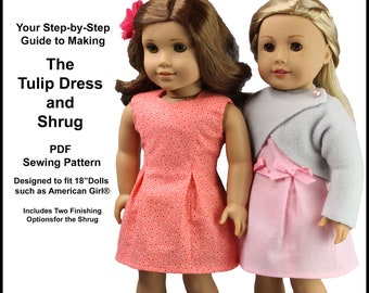 Tulip Dress and Shrug PDF Sewing Pattern for 18 inch and AG Dolls