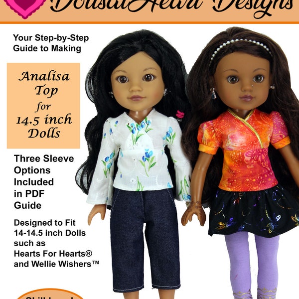14 inch doll clothes pattern ~ Analisa Wrap Top PDF Sewing Pattern pattern made to fit 14-1/2 inch dolls such as Wellie Wishers®