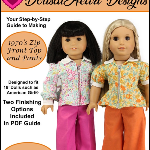 18 inch doll clothes pattern ~ 1970's Zip Front Top and Pants PDF Sewing Pattern for AG Dolls such as American Girl®