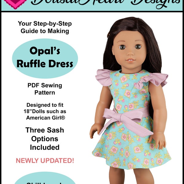 18 inch Doll Pattern ~ Opal's Ruffle Dress PDF Sewing made to fit historical AG Dolls such as American Girl®