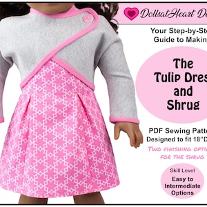 18 inch Doll Dress Pattern ~ Tulip Dress and Shrug PDF Sewing Pattern for 18 inch Dolls