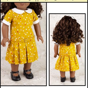 18 inch doll dress pattern ~ Vera's 1920's Dropped Waist Dress with Pleats PDF Sewing Pattern image 3
