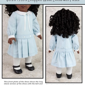 18 inch doll dress pattern ~ Vera's 1920's Dropped Waist Dress with Pleats PDF Sewing Pattern image 2
