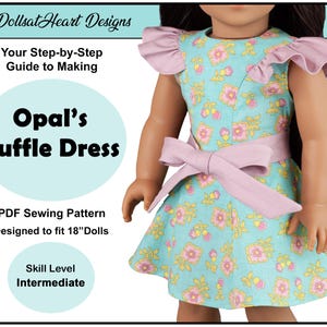 18 inch Doll Pattern ~ Opal&#39;s Ruffle Dress PDF Sewing made to fit historical 18 inch Dolls